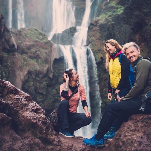 Adventurer friends near Ouzoud waterfall in Morocco